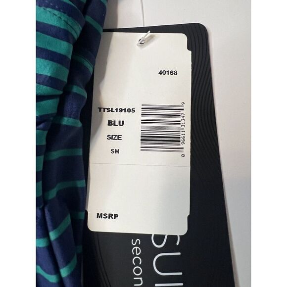 Miraclesuit NWT Size S Padded One Piece Blue Green Stripe Halter Top Slimming - Picture 4 of 8